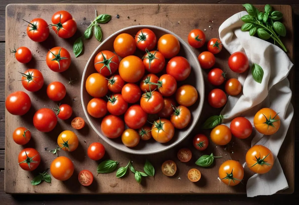 Fräscha tomater till perfekt tomatsås i ugnen illustration